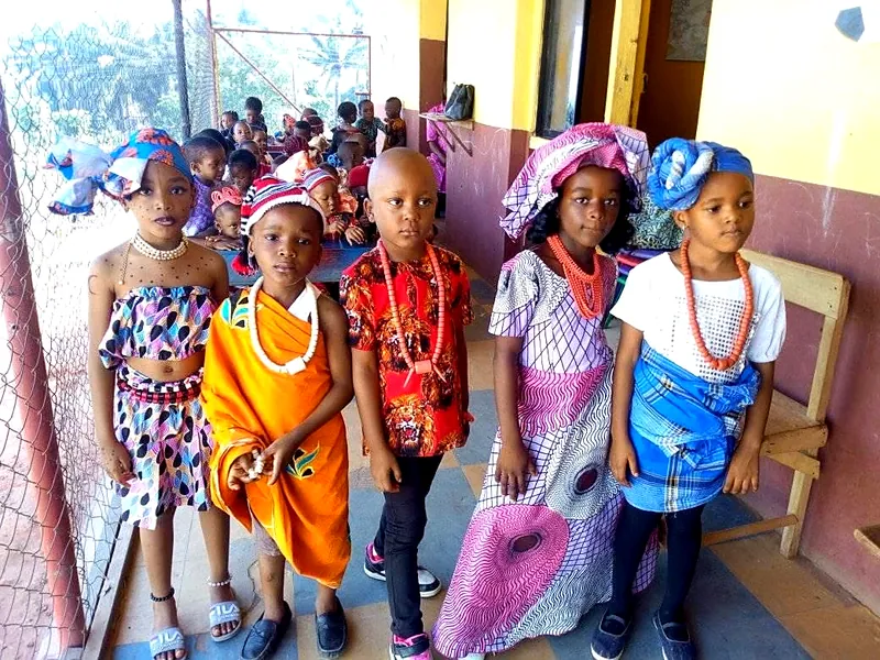 Pupils in traditional dress on Cultural Day