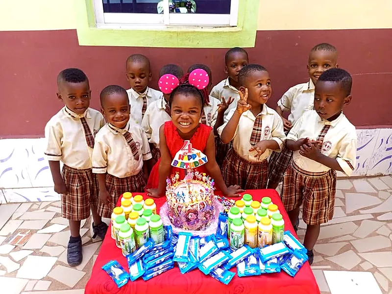 Nursery and kindergarten pupils of Sure Edge Montessori together in the school compound