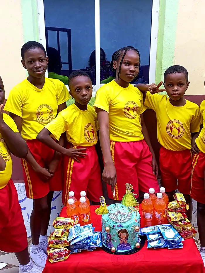 Pupils in the school’s yellow and red sports kit